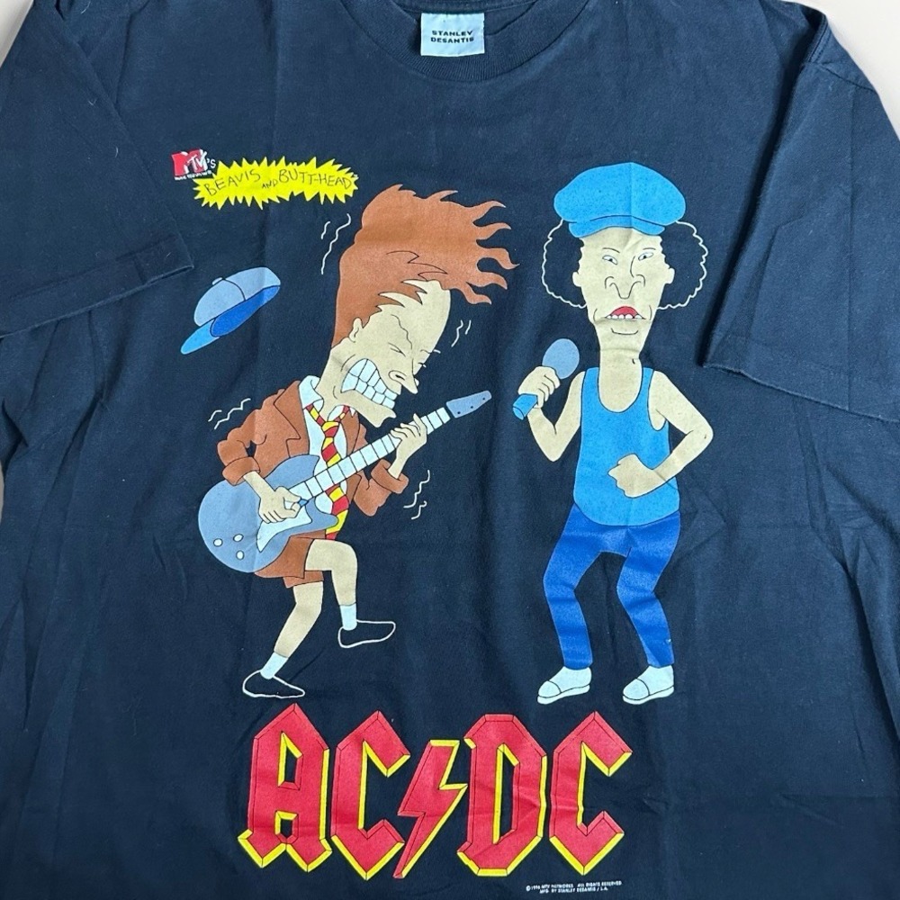 Vintage 90s Stanley Desantis Beavis Butthead ACDC Shirt Mens XL Black Single USA